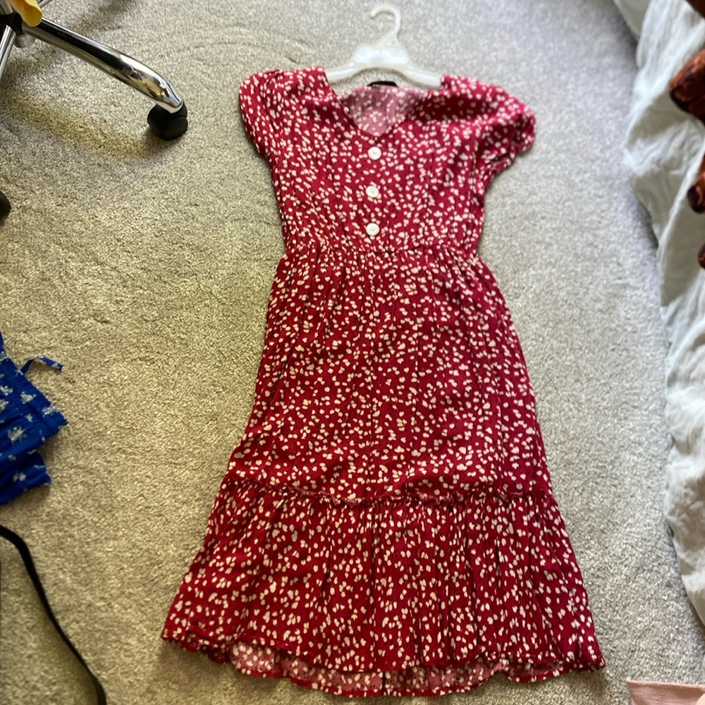 Red white and black dress